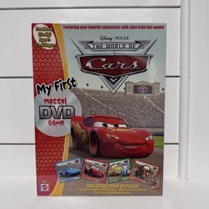 New- Disney Pixar The World of Cars My First Mattel DVD Game Includes 4‎ Puzzles